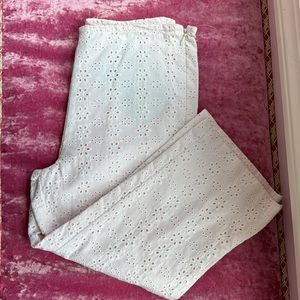 KC Parker capris white/pink eyelet Hartstrings boutique girl Easter basket pants